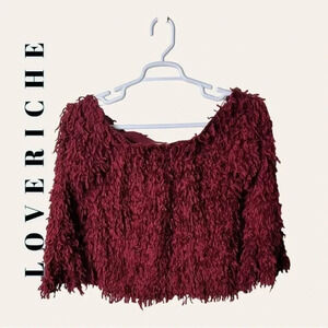 0752. Loveriche FRINGE OFF THE SHOULDERS TOP RED‎ IN COLOR SIZE MEDIUM